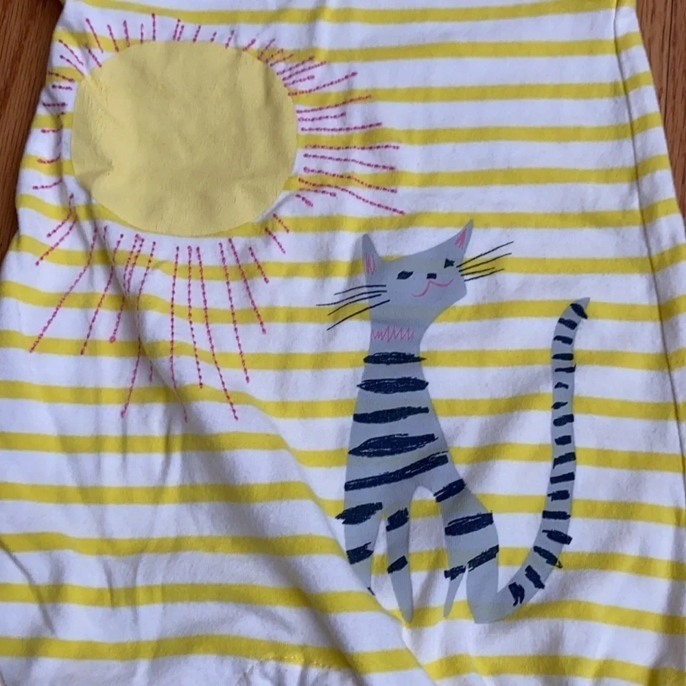 EGG by Susan Lazar Striped Kitty Cat Romper‎ 12 Months
